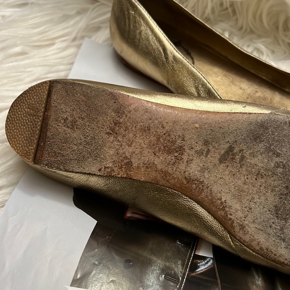 Prada Authentic Metallic Gold Leather Flats - Picture 7 of 9